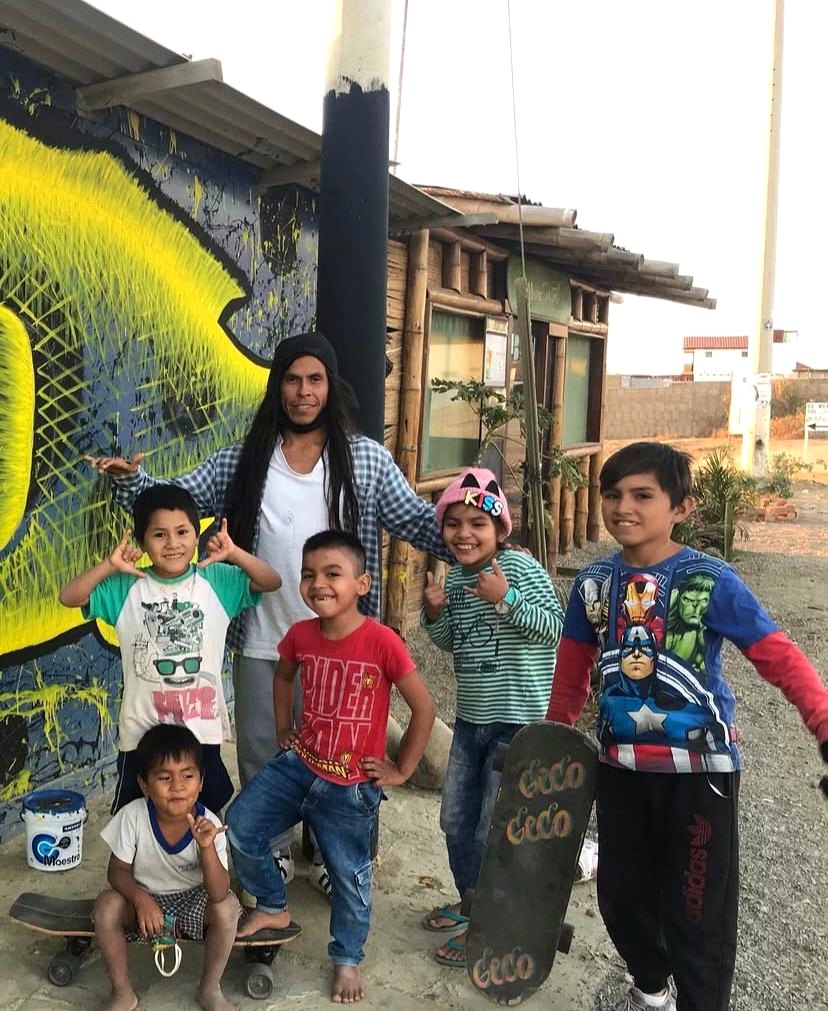 Local children with their artwork